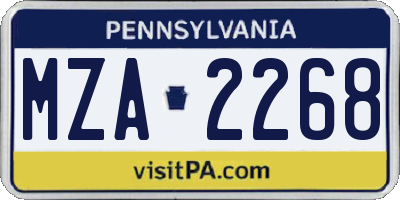 PA license plate MZA2268