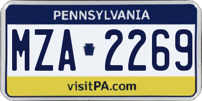 PA license plate MZA2269