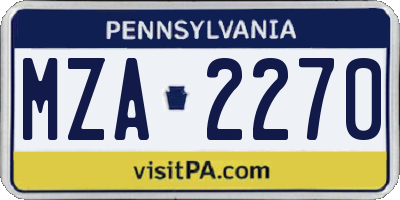 PA license plate MZA2270