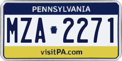 PA license plate MZA2271