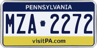PA license plate MZA2272
