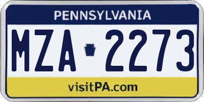 PA license plate MZA2273