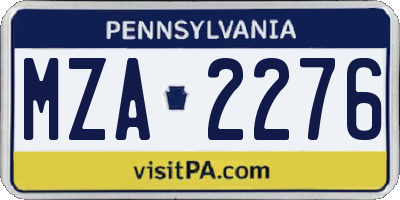 PA license plate MZA2276