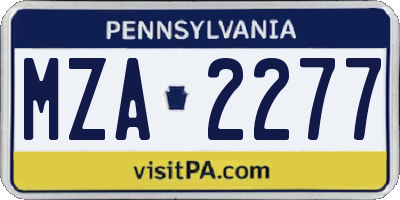 PA license plate MZA2277