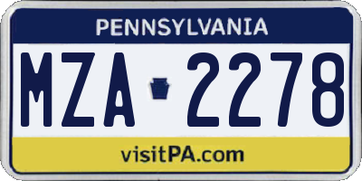 PA license plate MZA2278