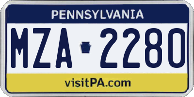 PA license plate MZA2280