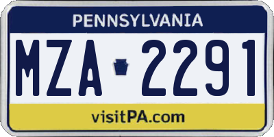 PA license plate MZA2291