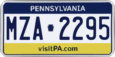 PA license plate MZA2295