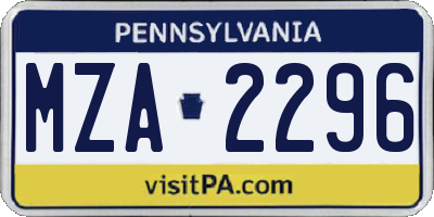 PA license plate MZA2296