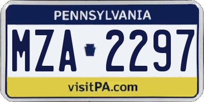 PA license plate MZA2297