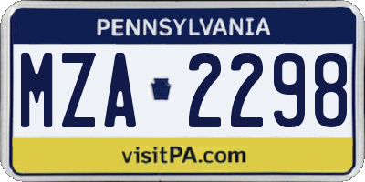 PA license plate MZA2298