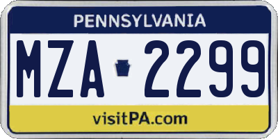 PA license plate MZA2299
