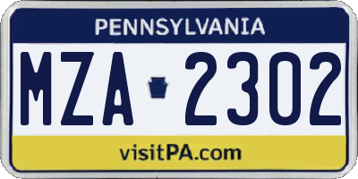 PA license plate MZA2302