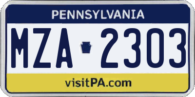 PA license plate MZA2303