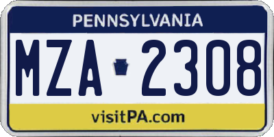 PA license plate MZA2308