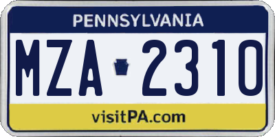 PA license plate MZA2310