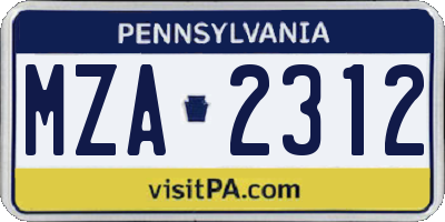 PA license plate MZA2312