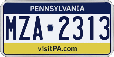 PA license plate MZA2313