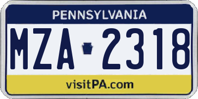 PA license plate MZA2318