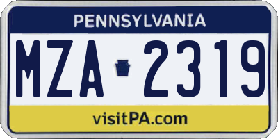 PA license plate MZA2319