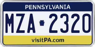 PA license plate MZA2320