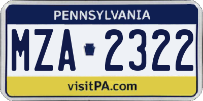 PA license plate MZA2322