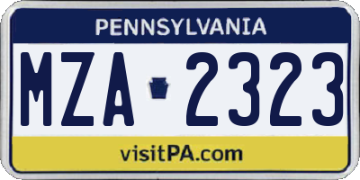 PA license plate MZA2323