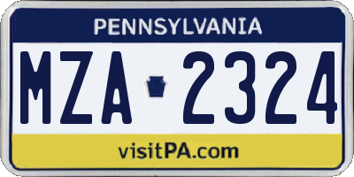 PA license plate MZA2324