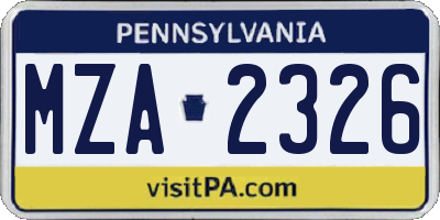 PA license plate MZA2326