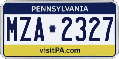 PA license plate MZA2327