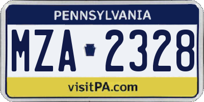 PA license plate MZA2328