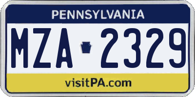 PA license plate MZA2329