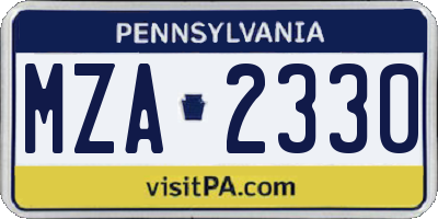 PA license plate MZA2330