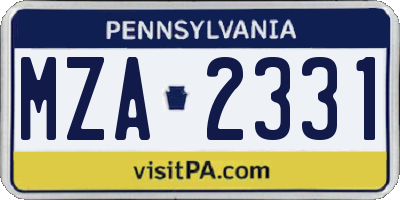 PA license plate MZA2331