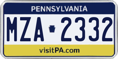 PA license plate MZA2332