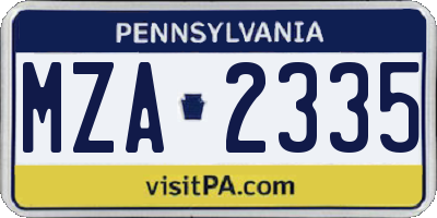PA license plate MZA2335