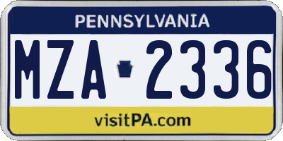 PA license plate MZA2336