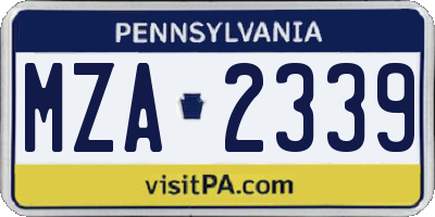 PA license plate MZA2339