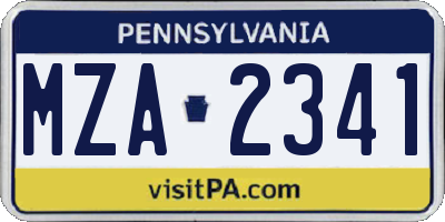 PA license plate MZA2341