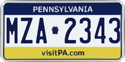 PA license plate MZA2343