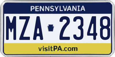 PA license plate MZA2348