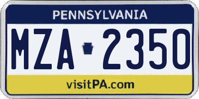 PA license plate MZA2350