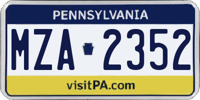 PA license plate MZA2352