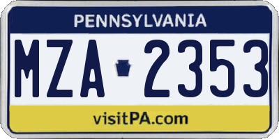 PA license plate MZA2353