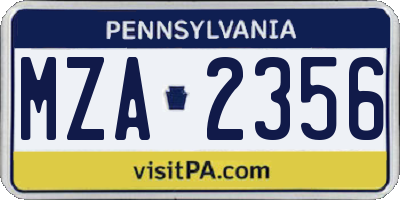 PA license plate MZA2356