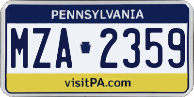 PA license plate MZA2359