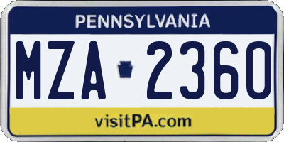 PA license plate MZA2360