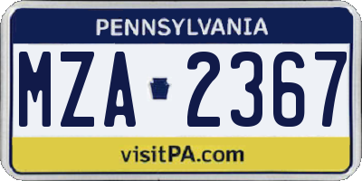PA license plate MZA2367