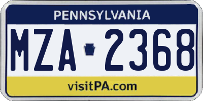 PA license plate MZA2368