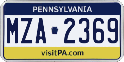 PA license plate MZA2369